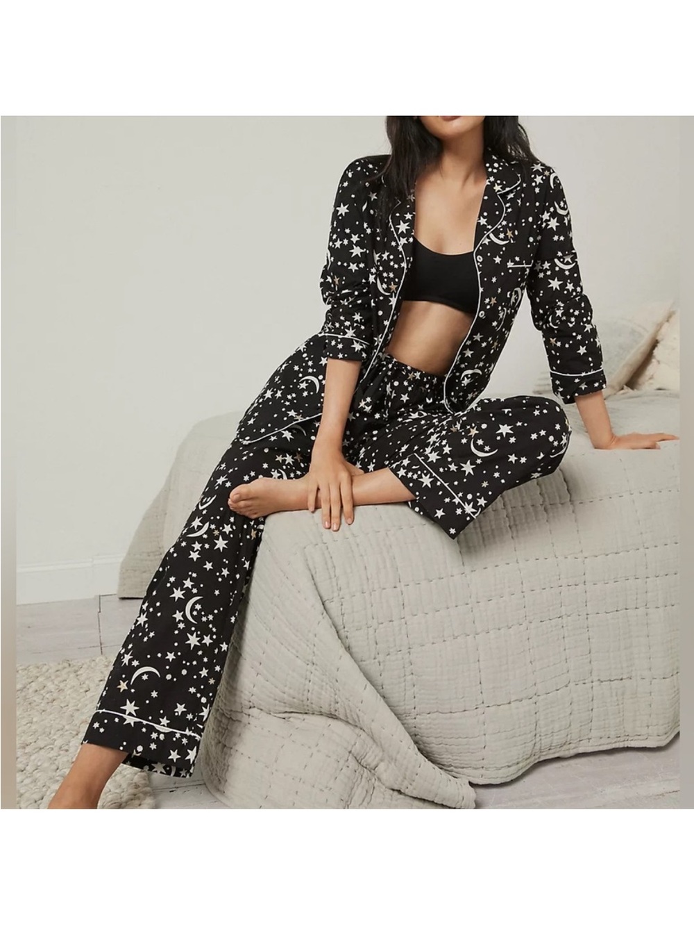 Printfresh Star & Moon Long Pant Pajama Set, 100% cotton, Size S